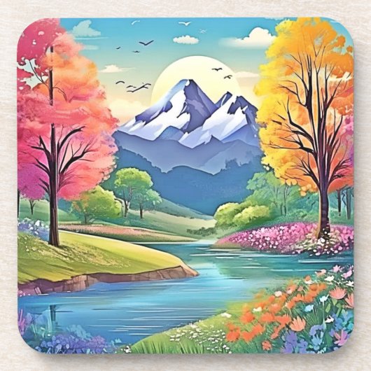 Mountain River Landscape Art Bier Onderzetter (Voorkant)