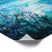 Mountain River levendige kleuren Waterverf schilde Poster (Hoek)