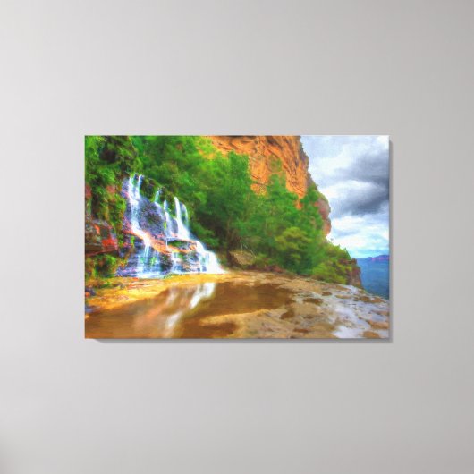 Mountain River olieverfschilderij print verpakt (Voorkant)