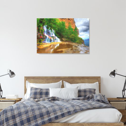Mountain River olieverfschilderij print verpakt (Insitu (Slaapkamer))