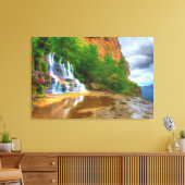 Mountain River olieverfschilderij print verpakt (Insitu (Woonkamer))