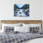 Mountain River Stream Premium Wrapped Canvas Wall (Insitu (Slaapkamer))