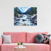 Mountain River Stream Premium Wrapped Canvas Wall Afdruk (Insitu (Woonkamer))