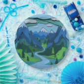 Mountain River Valley Cutout Papieren Bordje (Feest)