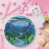 Mountain River Valley Cutout Papieren Bordje (Feest)