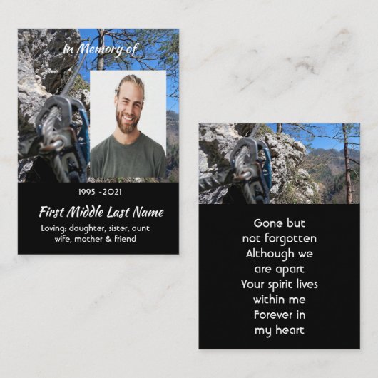 Mountain Rock Climbing Memorial Keepsake Visitekaartje (Voorkant / Achterkant)