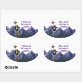 Mountain Running Struisvogel Bookplate Ovale Sticker (Vel)