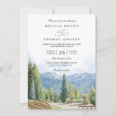 Mountain Rustic Aspen Colorado QR Code Wedding Kaart (Voorkant)