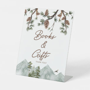 Mountain Rustic Baby shower Boeken en geschenken Reclamebord Met Voetstuk