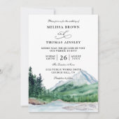Mountain Rustic Lake Modern Budget QR Code Wedding Kaart (Voorkant)