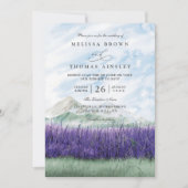Mountain Rustic Lavender Meadow QR Code Wedding Kaart (Voorkant)