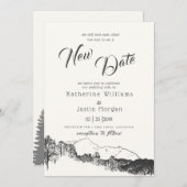 Mountain Rustic New Date Wedding Invitation (Voorkant / Achterkant)
