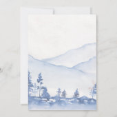 Mountain Rustic Woodland Waterverf Blue Wedding Kaart (Achterkant)