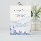 Mountain Rustieke Blauwe Waterverf Receptie Informatiekaartje (Staand voorkant)