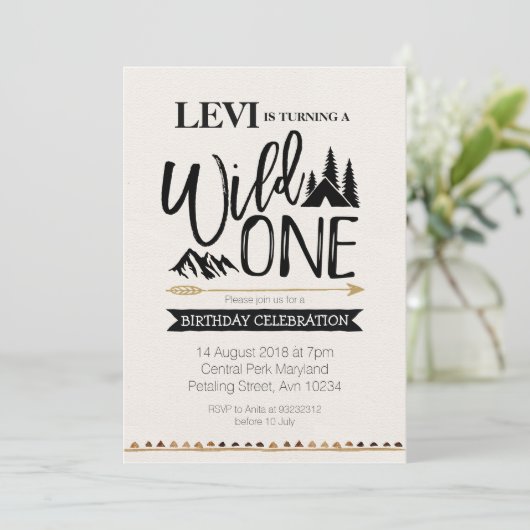 Mountain rustieke wild een Verjaardag uitnodiging (Staand voorkant)