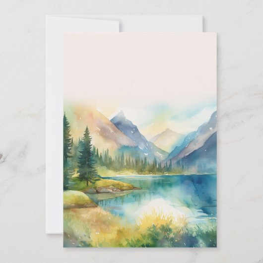 Mountain Rustieke Zonsondergang Waterverf Sinaasap Kaart (Achterkant)