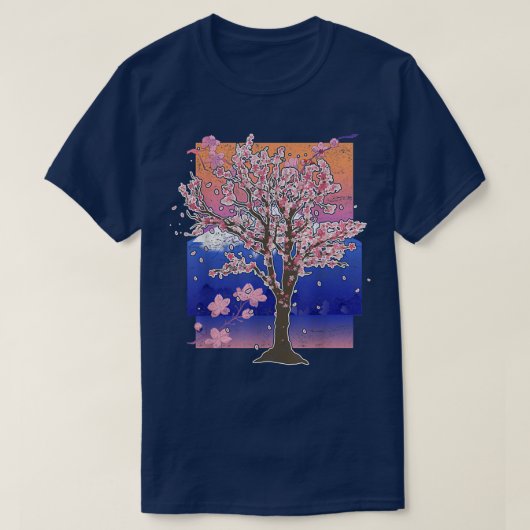 Mountain Sakura Tree Japanse roze strijker B T-shirt (Design voorkant)