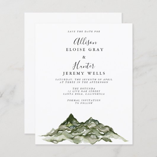 Mountain Save the Date (Voorkant / Achterkant)