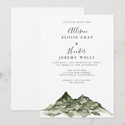 Mountain Save the Date Kaart (Voorkant / Achterkant)