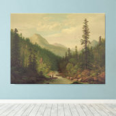  Mountain scene, 2 men, 1 fishing Canvas Afdruk (Insitu (Houten vloer))
