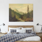  Mountain scene, 2 men, 1 fishing Canvas Afdruk (Insitu (Slaapkamer))
