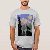 Mountain Scene Howling Wolf T-shirt (Voorkant)