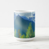Mountain Scene Schilderen Gelukkige Verjaardag Pap Koffiemok (Center)