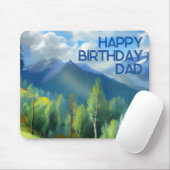 Mountain Scene Schilderen Gelukkige Verjaardag Pap Muismat (Met muis)