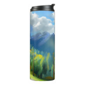 Mountain Scene Schilderen Gelukkige Verjaardag Pap Thermosbeker (Gedraaid links)