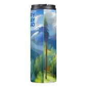 Mountain Scene Schilderen Gelukkige Verjaardag Pap Thermosbeker (Achterkant)