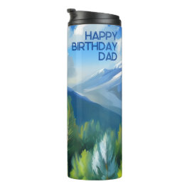 Mountain Scene Schilderen Gelukkige Verjaardag Pap Thermosbeker