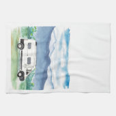 Mountain Scene Van Life Kitchen Towel White Van Theedoek (Horizontaal)