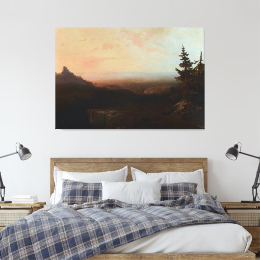 Mountain Scene van Moran Canvas Afdruk (Insitu (Slaapkamer))