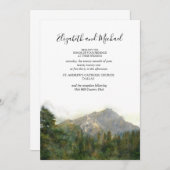 Mountain Scene Wedding Invitation Kaart (Voorkant / Achterkant)