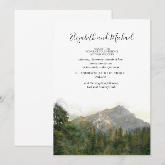 Mountain Scene Wedding Invitation Kaart (Voorkant / Achterkant)