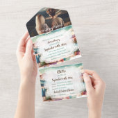 Mountain Scene Wedding (met enveloppen) All In One Uitnodiging (Afscheurbaar)