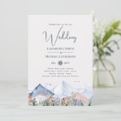 Mountain Scene Winter bruiloft uitnodiging (Staand voorkant)