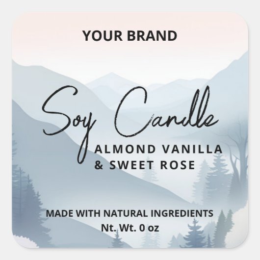 Mountain Scenery Soy Candle Product Labels (Voorkant)