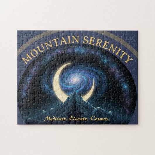 Mountain Serenity Cosmic Meditation, Crescent Moon Legpuzzel (Horizontaal)