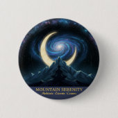 Mountain Serenity Cosmic Meditation, Crescent Moon Ronde Button 5,7 Cm (Voorkant)