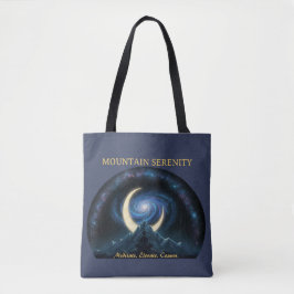 Mountain Serenity Cosmic Meditation. Crescent Moon Tote Bag