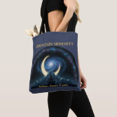 Mountain Serenity Cosmic Meditation, Crescent Moon Tote Bag (Dichtbij)