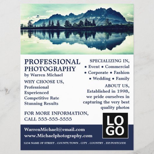 Mountain Shot, Photography, Photographer Hire Flyer (Voorkant)