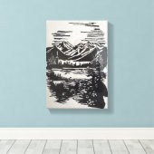 Mountain Side Hand Painted by Mark Elsen Canvas Afdruk (Insitu (Houten vloer))