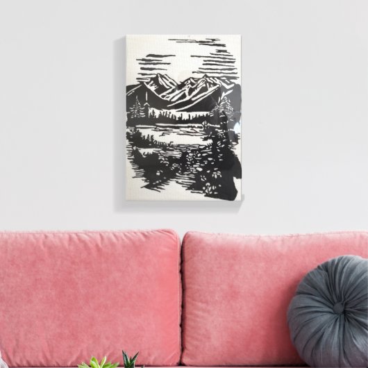 Mountain Side Hand Painted by Mark Elsen Canvas Afdruk (Insitu (Woonkamer))