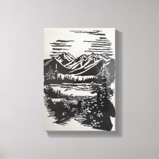 Mountain Side Hand Painted by Mark Elsen Canvas Afdruk