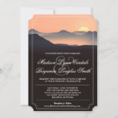 Mountain Silhouette Evening Sunset Wedding Invites Kaart (Voorkant)