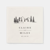 Mountain Sketch | Aangepaste bruiloft Servetten (Voorkant)