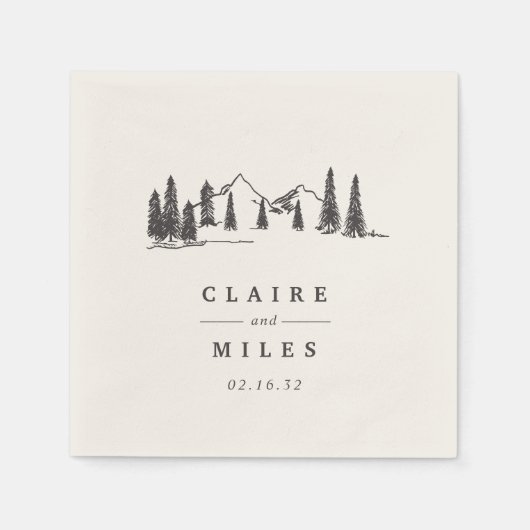 Mountain Sketch | Aangepaste bruiloft Servetten (Voorkant)