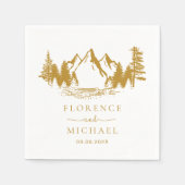 Mountain Sketch Personalized Wedding Servet (Voorkant)